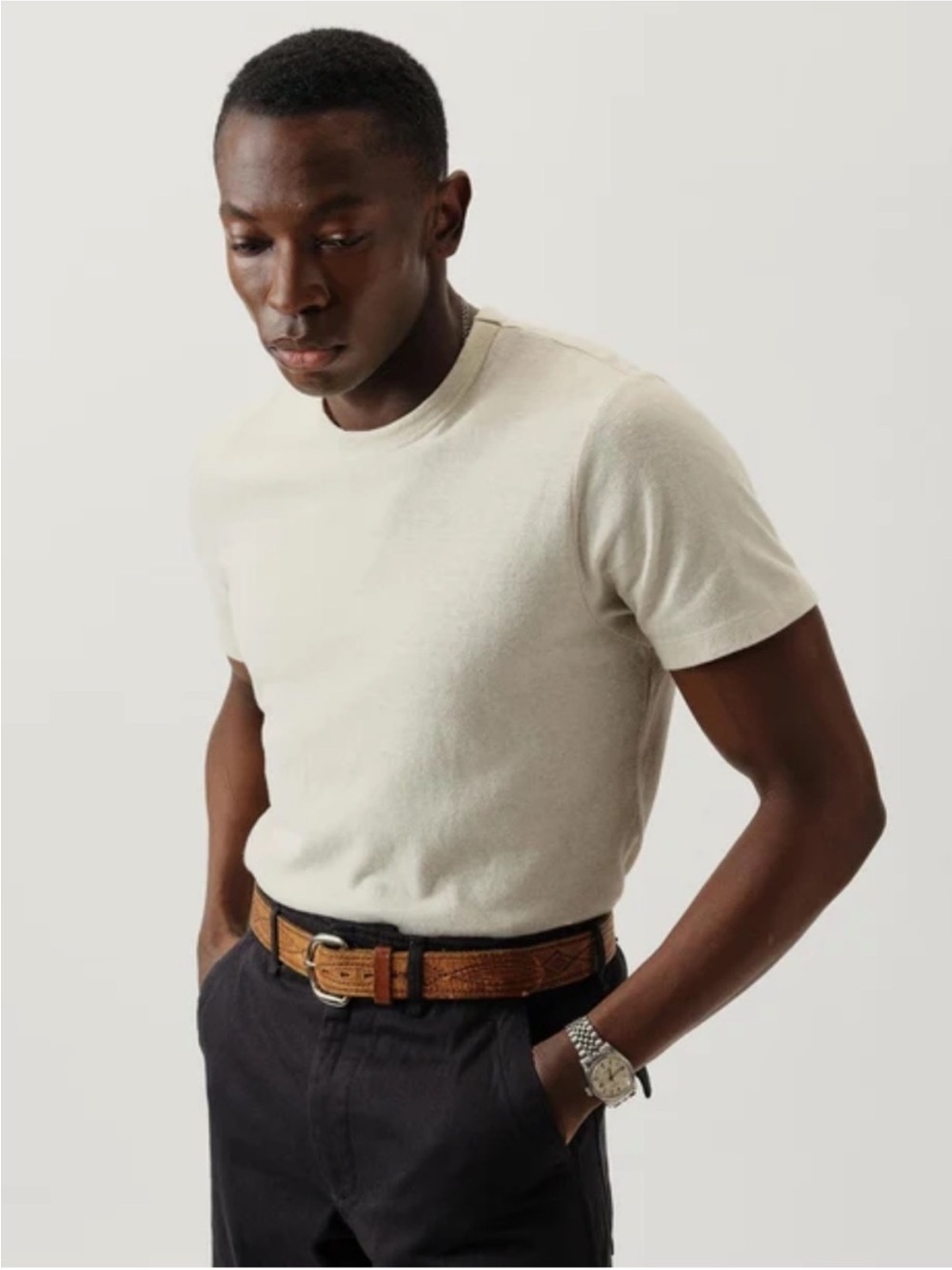 Buck Mason salt yuma hemp classic tee shirt size M new tan men’s cotton